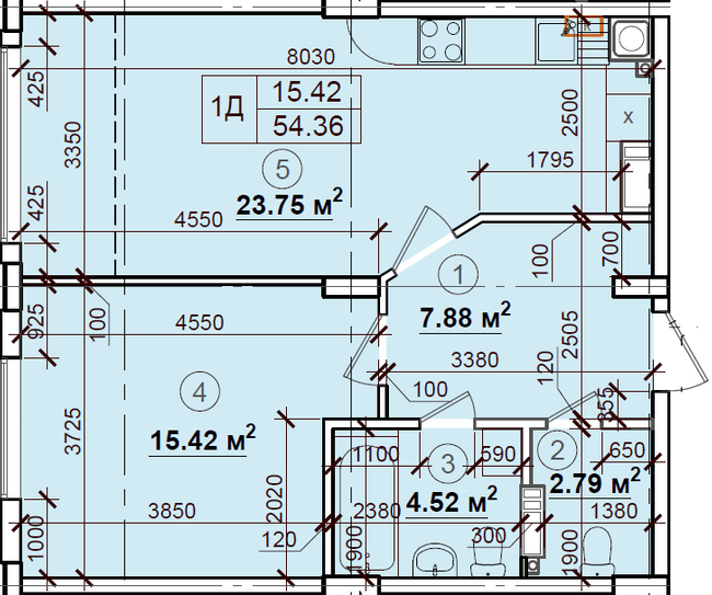 1-кімнатна 54.36 м² в ЖК Петрівський квартал від 14 500 грн/м², с. Святопетрівське