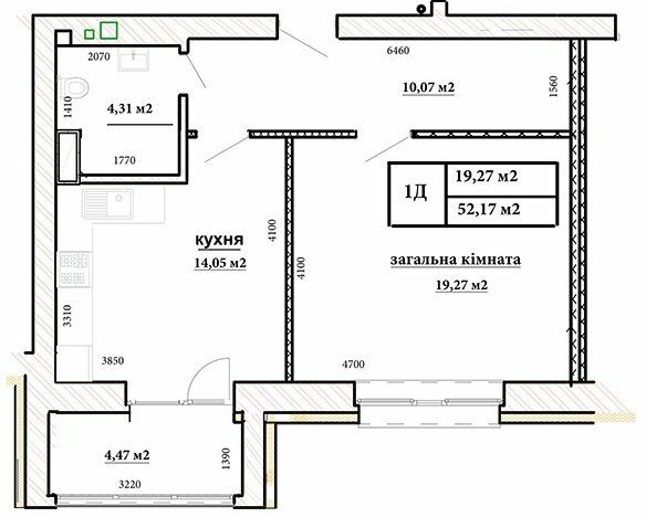 1-комнатная 51.17 м² в ЖК Чабаны 2 от 24 000 грн/м², пгт Чабаны