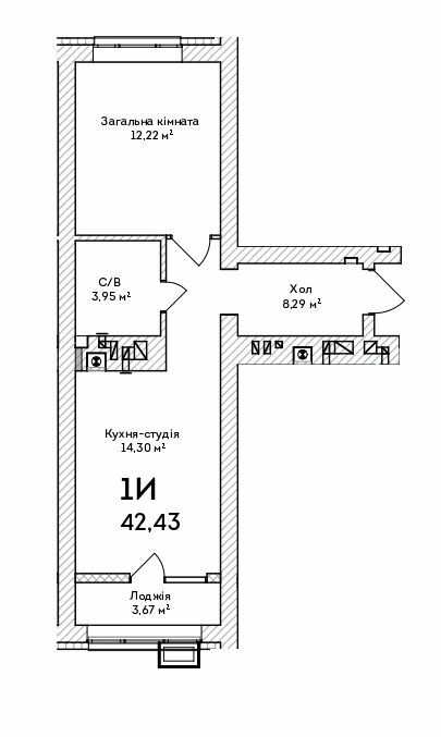 1-комнатная 42.43 м² в ЖК Grand Country Irpin от 19 000 грн/м², г. Ирпень