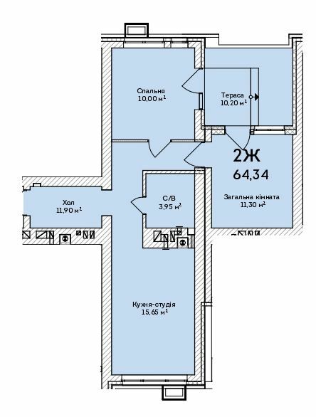 2-комнатная 64.34 м² в ЖК Grand Country Irpin от 19 350 грн/м², г. Ирпень