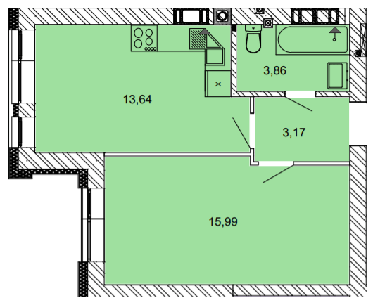 1-кімнатна 36.65 м² в ЖК Найкращий квартал від 28 000 грн/м², м. Ірпінь