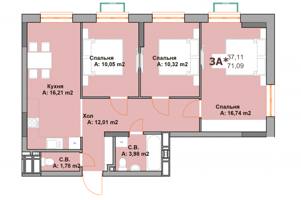 3-комнатная 71.09 м² в ЖК Vyshgorod Sky от 18 000 грн/м², г. Вышгород