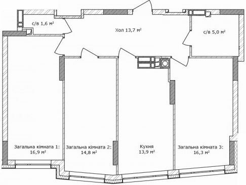 2-комнатная 82.2 м² в ЖК Синергия 3+ от 19 200 грн/м², г. Ирпень