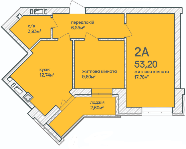 2-комнатная 53.2 м² в ЖК Синергия Сити (Kvartal Group) от 16 000 грн/м², г. Ирпень