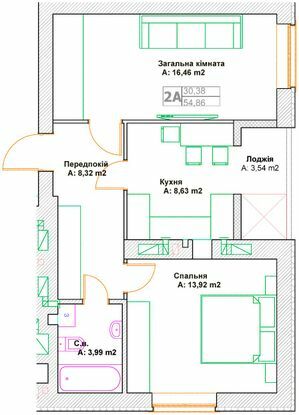 2-кімнатна 54.86 м² в ЖК Фортуна-2 від 24 450 грн/м², м. Ірпінь