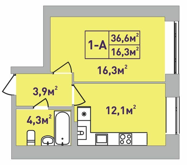 1-комнатная 36.6 м² в ЖК Центральный-Премиум от 22 200 грн/м², г. Ирпень