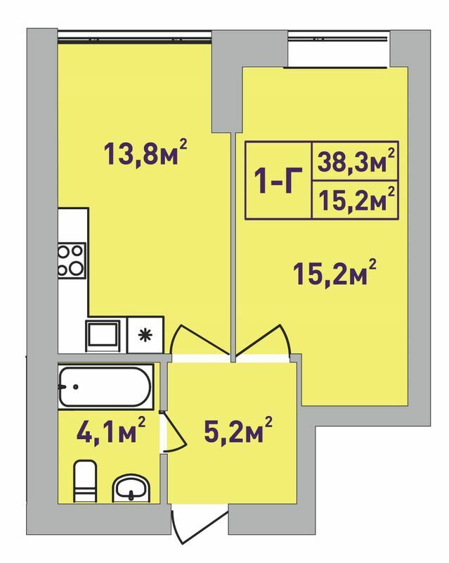 1-комнатная 38.3 м² в ЖК Центральный-Премиум от 22 200 грн/м², г. Ирпень
