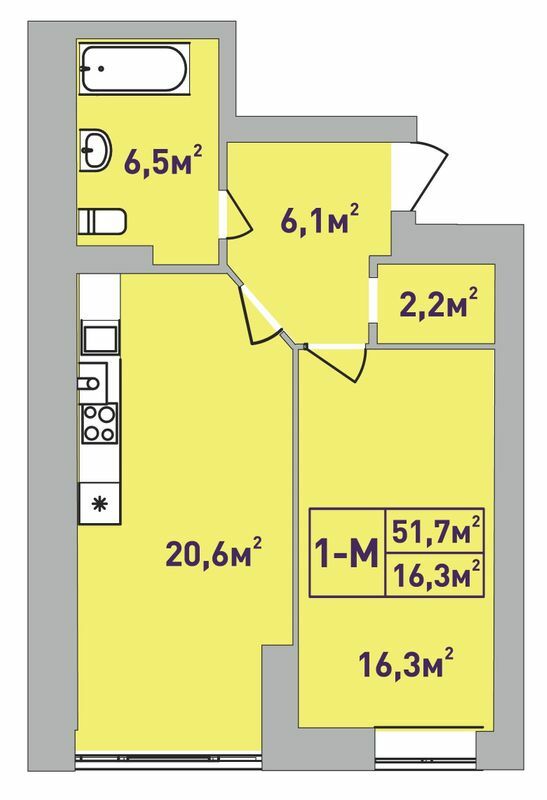 1-комнатная 51.7 м² в ЖК Центральный-Премиум от 31 650 грн/м², г. Ирпень