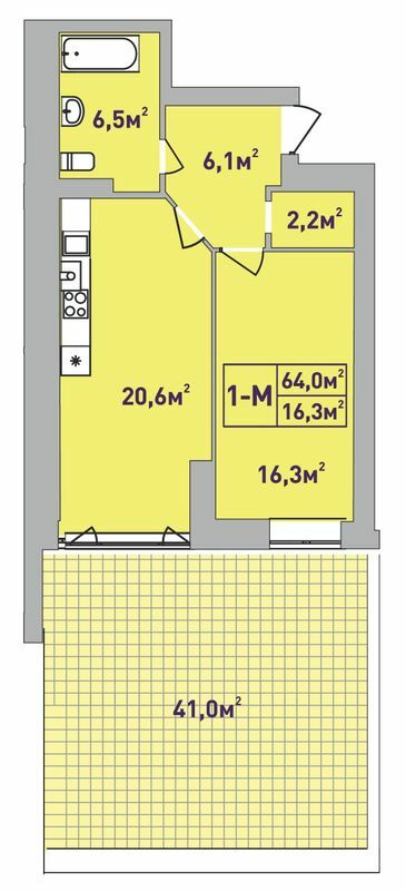 1-комнатная 64 м² в ЖК Центральный-Премиум от 30 800 грн/м², г. Ирпень