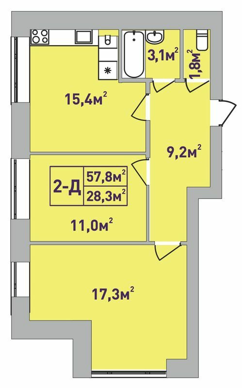 2-кімнатна 57.8 м² в ЖК Центральний-Преміум від 28 000 грн/м², м. Ірпінь