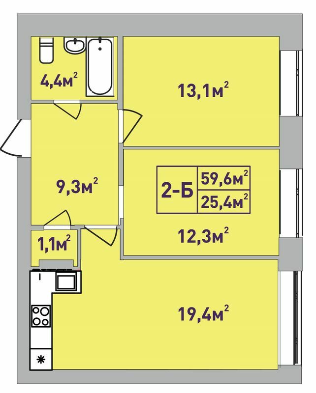 2-комнатная 59.6 м² в ЖК Центральный-Премиум от 28 850 грн/м², г. Ирпень