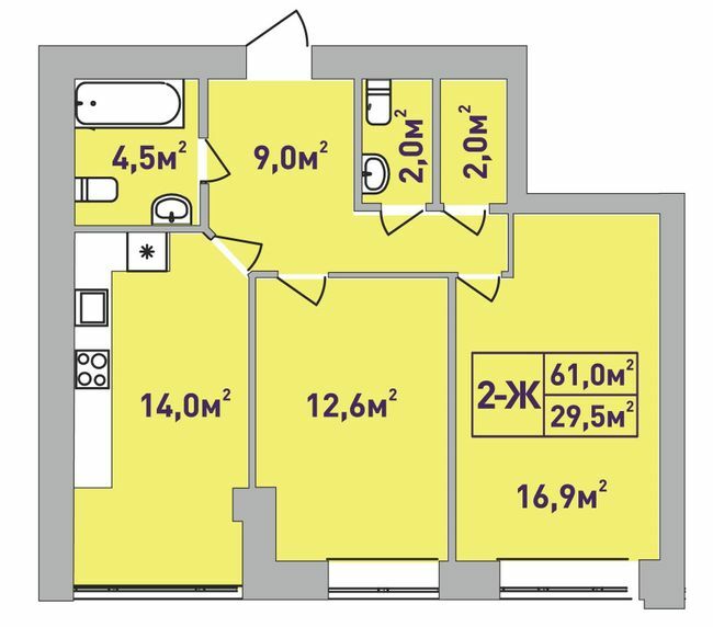 2-комнатная 61 м² в ЖК Центральный-Премиум от 28 850 грн/м², г. Ирпень