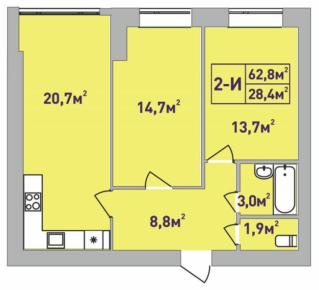 2-кімнатна 62.8 м² в ЖК Центральний-Преміум від 28 850 грн/м², м. Ірпінь