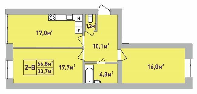 2-комнатная 66.8 м² в ЖК Центральный-Премиум от 28 850 грн/м², г. Ирпень