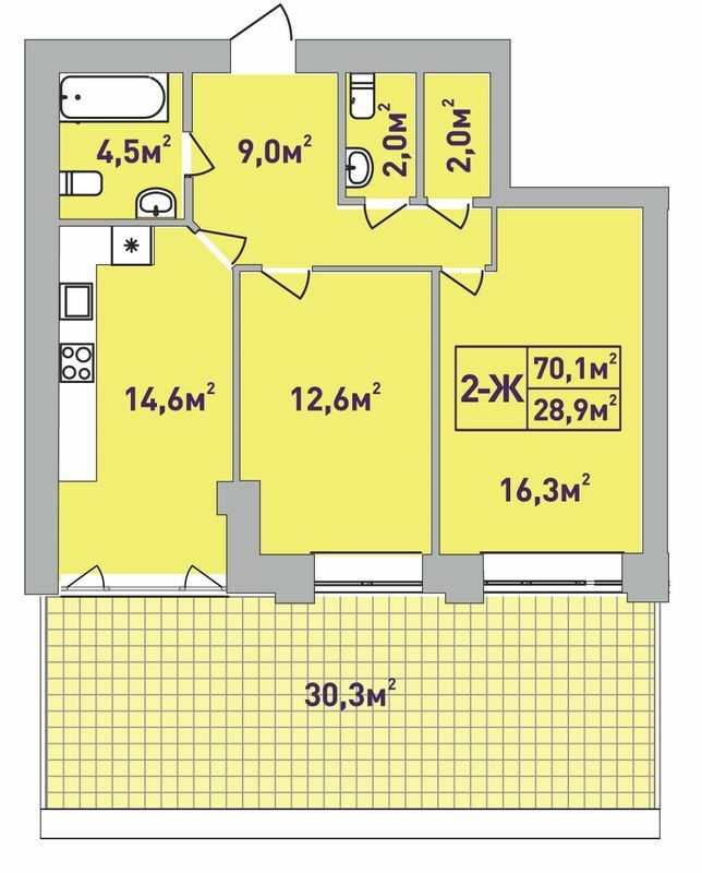 2-кімнатна 70.1 м² в ЖК Центральний-Преміум від 25 800 грн/м², м. Ірпінь