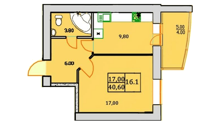 1-кімнатна 40.6 м² в ЖК Сонячна Оселя від 21 000 грн/м², м. Буча