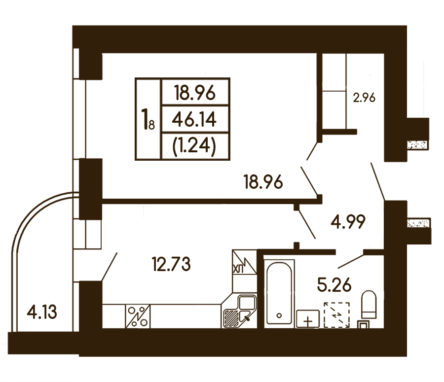 1-комнатная 46.14 м² в ЖК Чайка от 23 000 грн/м², с. Чайки