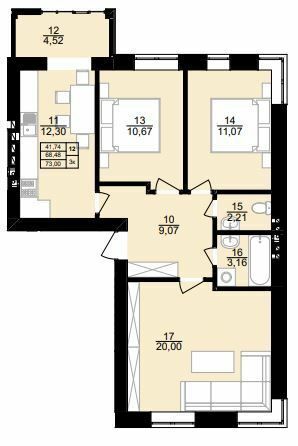 3-комнатная 73 м² в ЖК Вилла Севилья от 16 950 грн/м², г. Винники