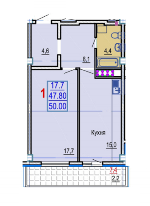 1-комнатная 50 м² в ЖК Gaudi Hall от 17 500 грн/м², Харьков