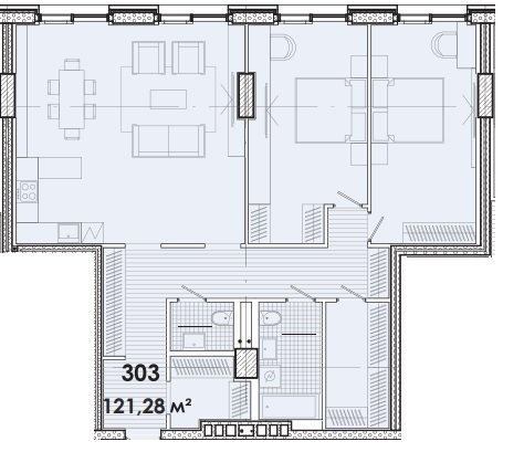 2-кімнатна 121.28 м² в БФК Ermolaev Center від 47 800 грн/м², Дніпро