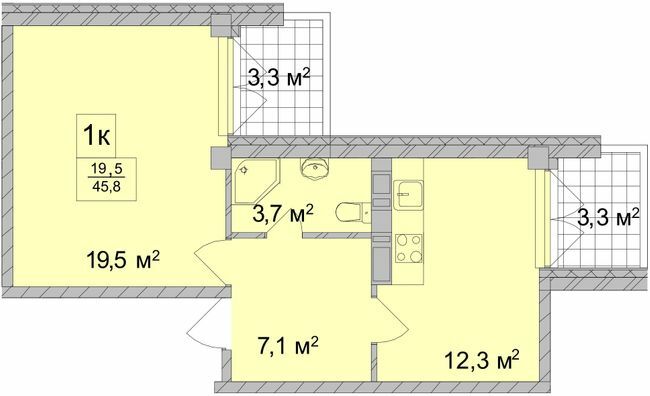 1-комнатная 45.8 м² в ЖК ТИТУЛ Дом на Пушкинской от 49 200 грн/м², Харьков