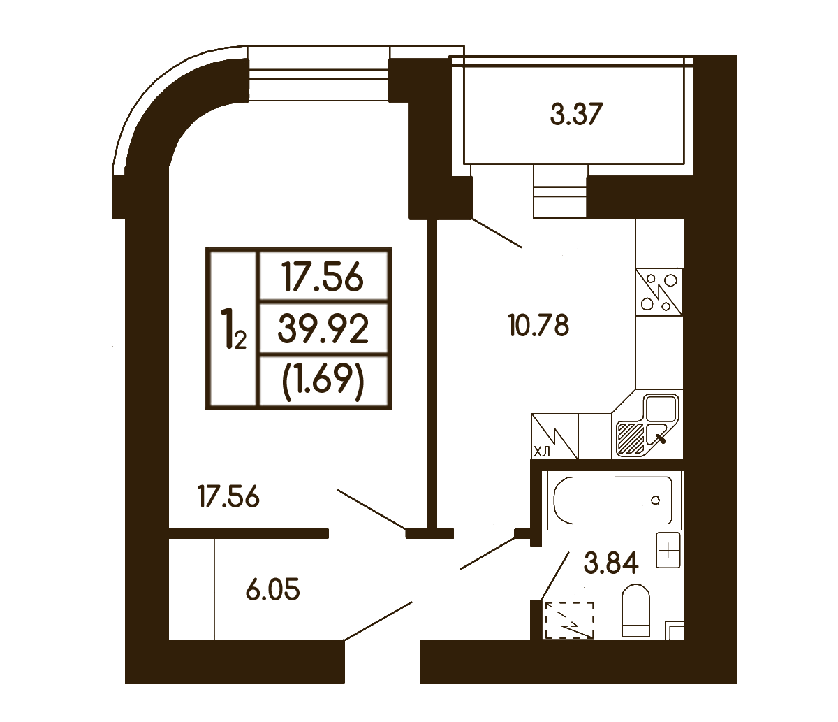 1-комнатная 39.92 м² в ЖК Чайка от 21 500 грн/м², с. Чайки