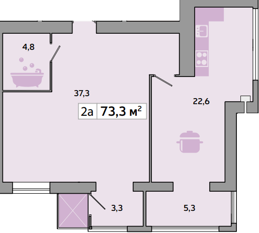 2-комнатная 73.3 м² в ЖК Днепровская Брама 2 от 15 900 грн/м², пгт Слобожанское