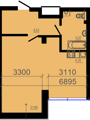 1-комнатная 52 м² в ЖК Favorit от 31 600 грн/м², Днепр