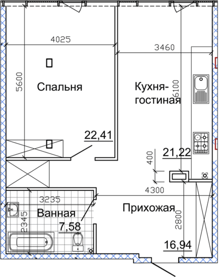 1-комнатная 69.79 м² в ЖК Nebo от 40 200 грн/м², Днепр