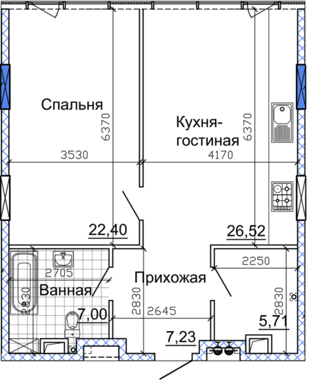 1-комнатная 70.78 м² в ЖК Nebo от 40 200 грн/м², Днепр