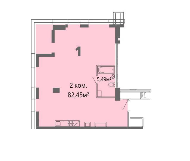 2-комнатная 82.45 м² в ЖК Грани от 26 200 грн/м², Днепр