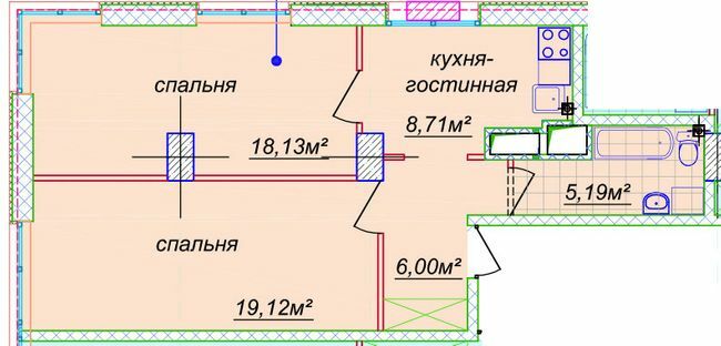 2-комнатная 58.52 м² в ЖК Миронова от 38 200 грн/м², Днепр