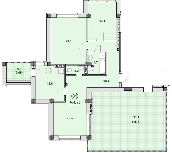 3-комнатная 104.95 м² в ЖК Южный от 27 400 грн/м², Днепр