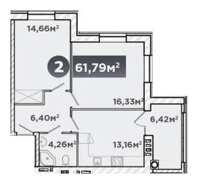 2-комнатная 61.79 м² в ЖК URBANHouse от 16 100 грн/м², Хмельницкий
