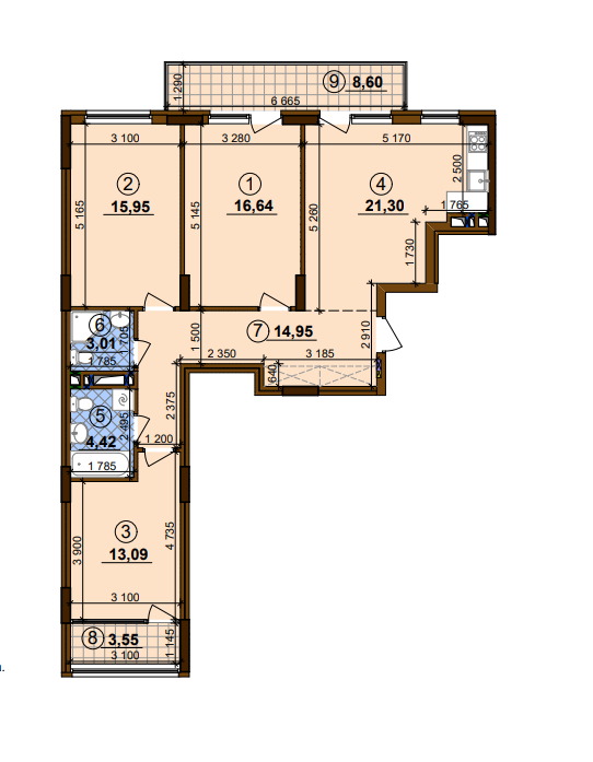 3-комнатная 95.49 м² в ЖК Варшавский-2 от 22 800 грн/м², Киев