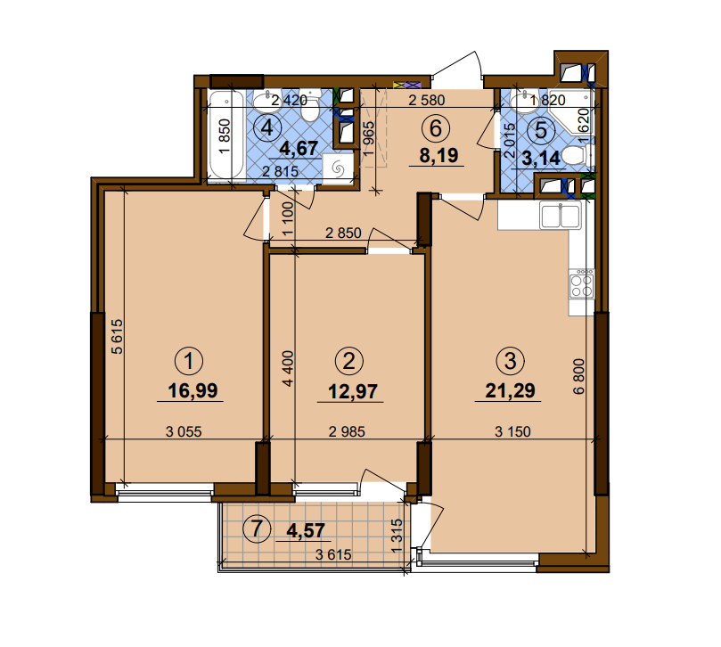 2-кімнатна 68.62 м² в ЖК Варшавський-2 від забудовника, Київ