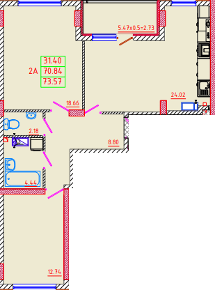 2-комнатная 73.57 м² в ЖК Цветной бульвар от 16 950 грн/м², г. Черноморск