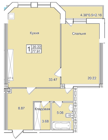1-комнатная 77.91 м² в ЖК English house от 26 300 грн/м², с. Крыжановка