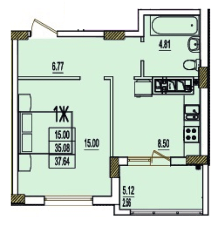 1-комнатная 37.64 м² в ЖК RosenTal от 15 700 грн/м², с. Лиманка