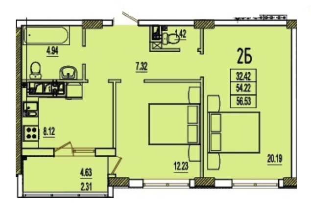2-комнатная 56.53 м² в ЖК RosenTal от 13 600 грн/м², с. Лиманка
