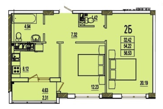 2-кімнатна 56.53 м² в ЖК RosenTal від 13 600 грн/м², с. Лиманка