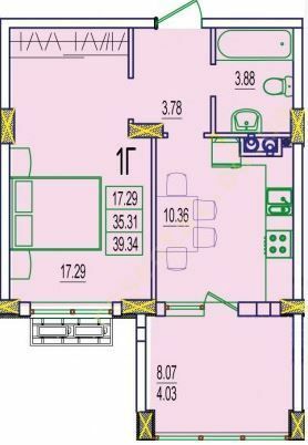 1-комнатная 39.34 м² в ЖК RosenTal от 17 550 грн/м², с. Лиманка