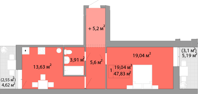 1-кімнатна 47.83 м² в ЖК Акварель-2 від 16 700 грн/м², Одеса