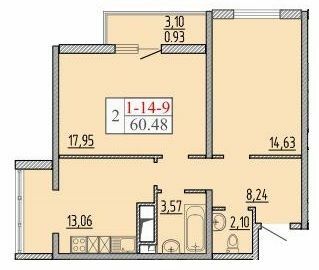 2-кімнатна 60.48 м² в ЖК П'ятдесят восьма Перлина від 24 050 грн/м², Одеса