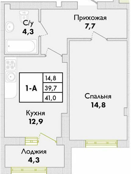 1-кімнатна 41 м² в ЖК Парк Совіньон від 20 600 грн/м², смт Таїрове