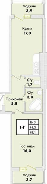 1-комнатная 48.1 м² в ЖК Парк Совиньон от 17 900 грн/м², пгт Таирово