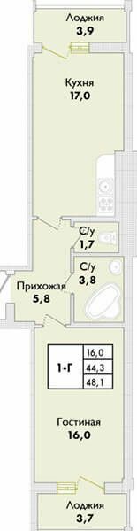 1-кімнатна 48.1 м² в ЖК Парк Совіньон від 17 900 грн/м², смт Таїрове