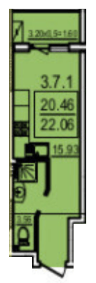 Студия 22.06 м² в Апарт-комплекс Калипсо от 35 750 грн/м², Одесса