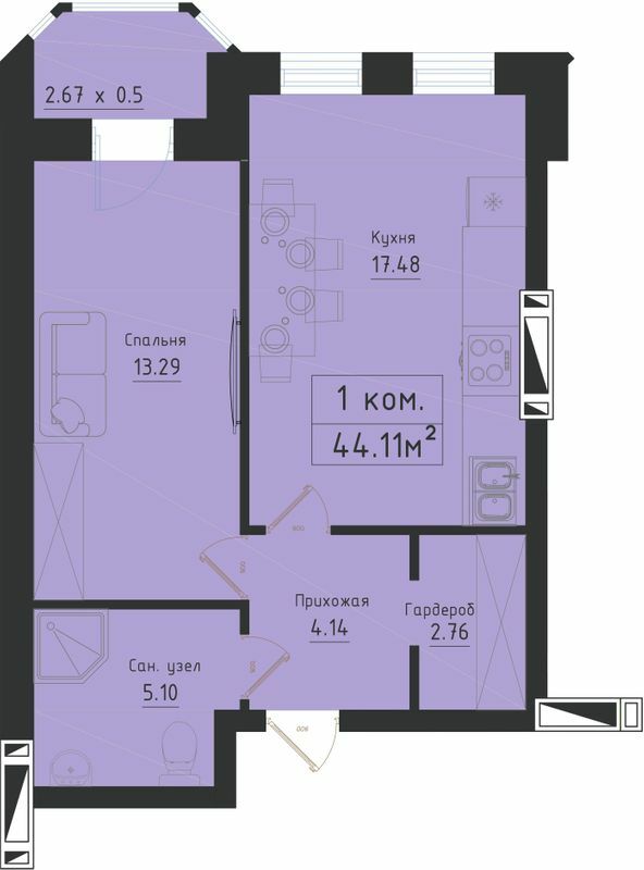1-кімнатна 47.09 м² в ЖК Avinion від 25 550 грн/м², Одеса