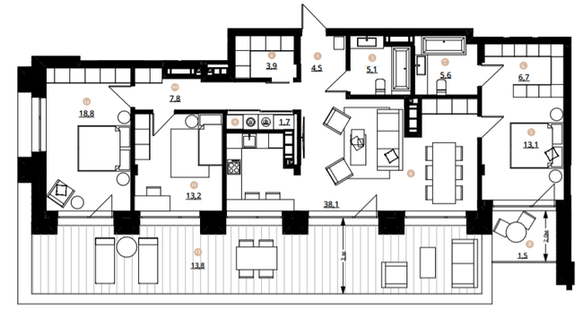 3-кімнатна 133.8 м² в ЖК Doma Trabotti від 82 150 грн/м², Одеса